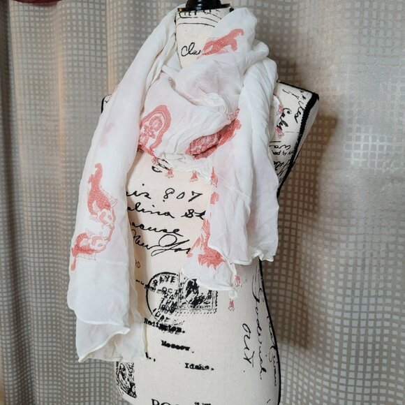 Turtle Beach Designs White Scarf with Beads accent on Trim - Picture 2 of 11